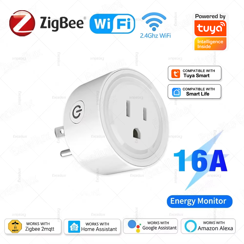 Tuya WiFi أو Zigbee مأخذ (فيشة - مراجعة Home Improvement Outlet وسعره